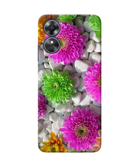 Natural flower stones Oppo A17 Back Cover