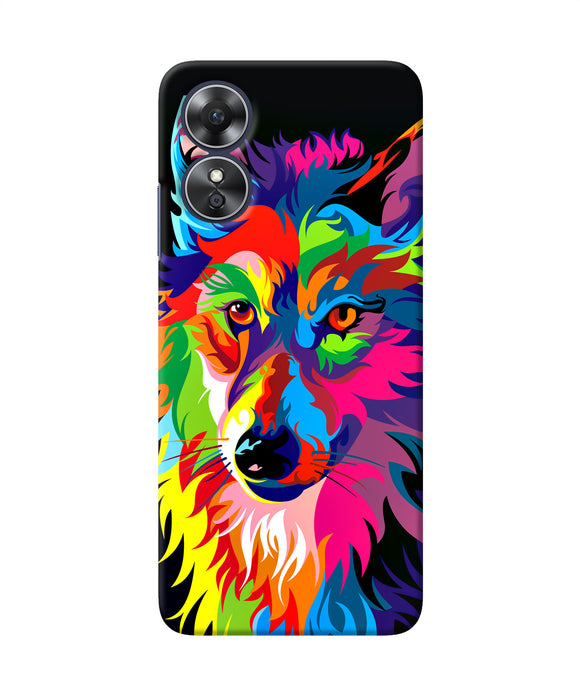 Colorful wolf sketch Oppo A17 Back Cover