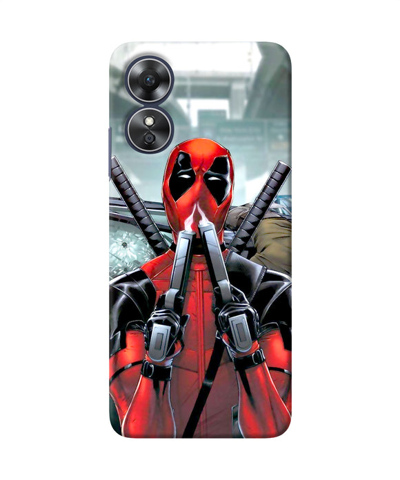 Deadpool with gun Oppo A17 Back Cover