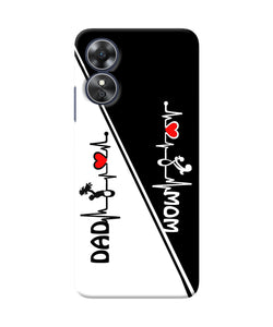 Mom dad heart line black and white Oppo A17 Back Cover