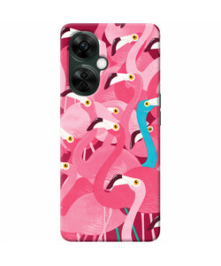 Abstract sheer bird pink print OnePlus Nord CE 3 Lite 5G Back Cover