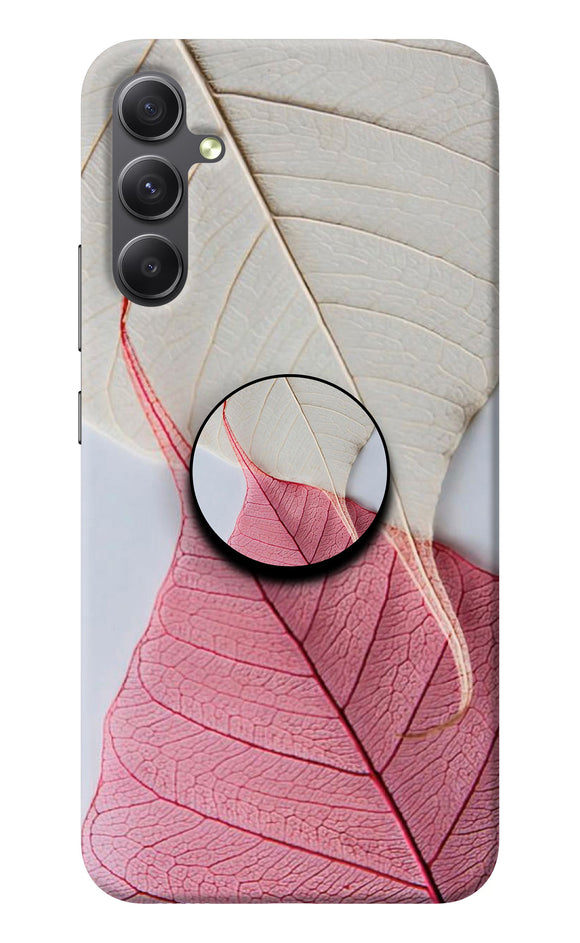 White Pink Leaf Samsung A34 5G Pop Case
