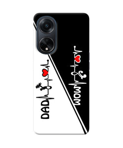 Mom dad heart line black and white Oppo F23 Back Cover