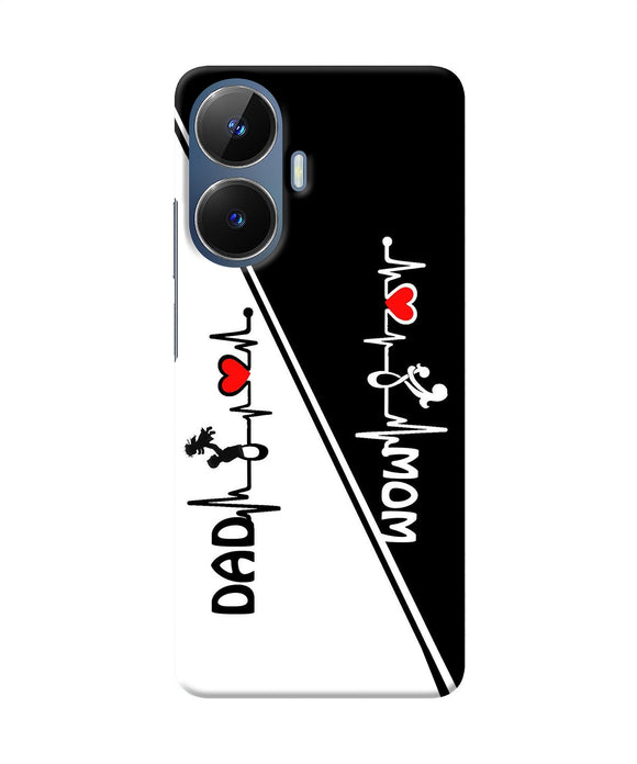 Mom dad heart line black and white Realme C55/N55 Back Cover