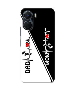 Mom dad heart line black and white Vivo T2x 5G Back Cover