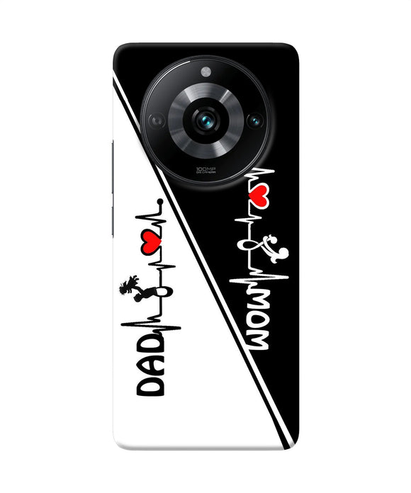 Mom dad heart line black and white Realme Narzo 60 Pro Back Cover