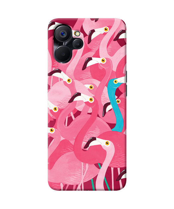 Abstract sheer bird pink print Realme 9i 5G Back Cover