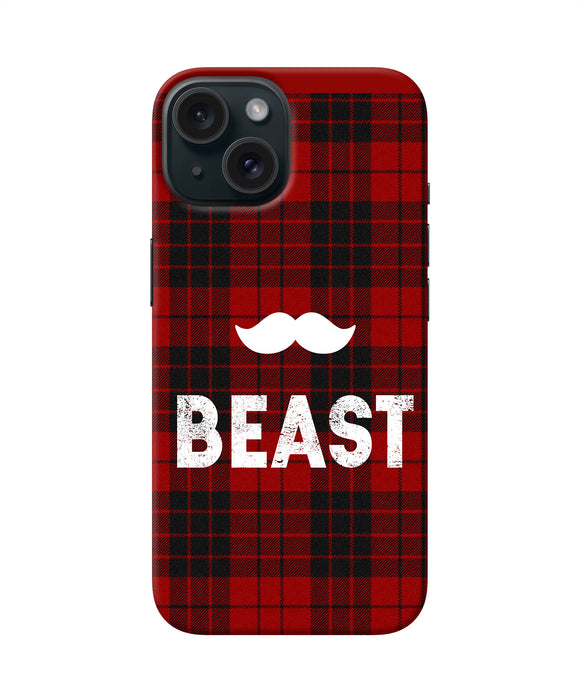 Beast red square iPhone 15 Back Cover