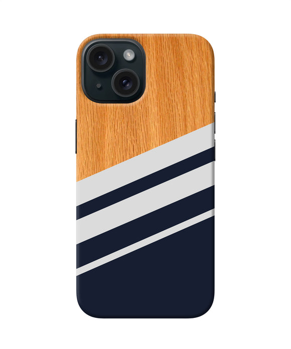 Black and white wooden iPhone 15 Back Cover