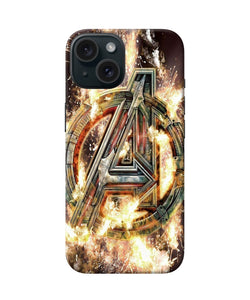 Avengers burning logo iPhone 15 Back Cover