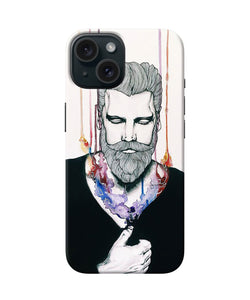 Beard man character iPhone 15 Back Cover