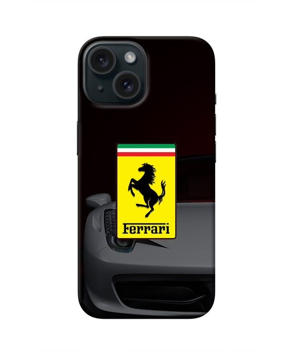 White Ferrari iPhone 15 Plus Real 4D Back Cover