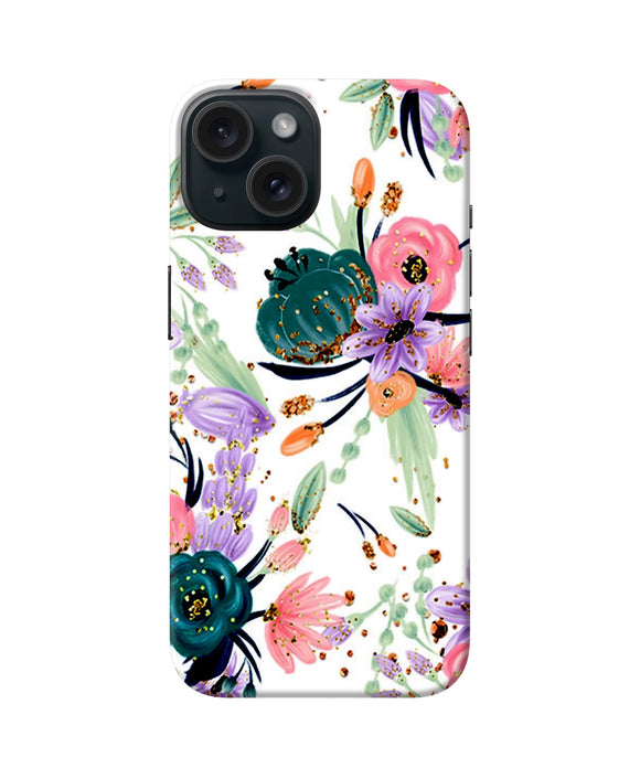 Abstract flowers print iPhone 15 Plus Back Cover