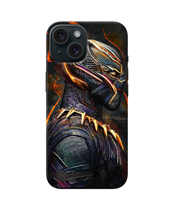 Black panther side face iPhone 15 Plus Back Cover