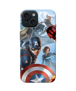 Avengers on the sky iPhone 15 Plus Back Cover