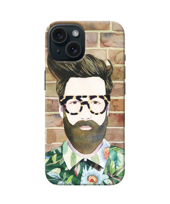 Beard man with glass iPhone 15 Plus Back Cover