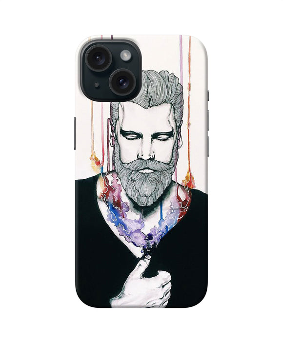 Beard man character iPhone 15 Plus Back Cover
