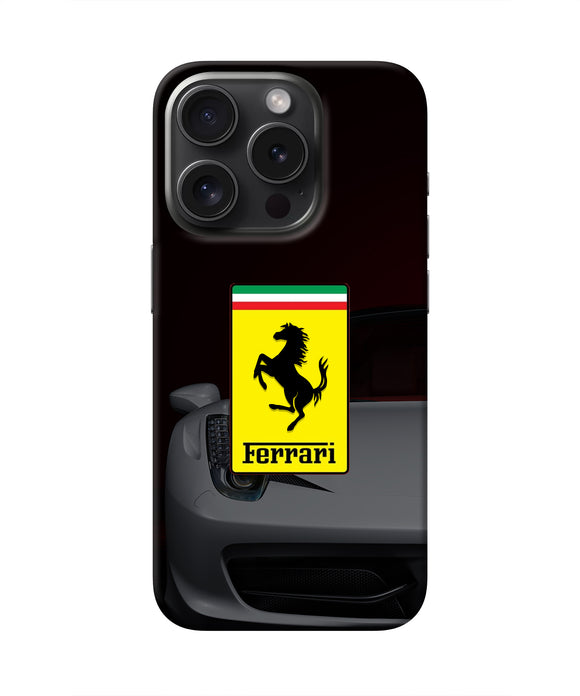 White Ferrari iPhone 15 Pro Real 4D Back Cover