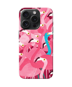 Abstract sheer bird pink print iPhone 15 Pro Back Cover