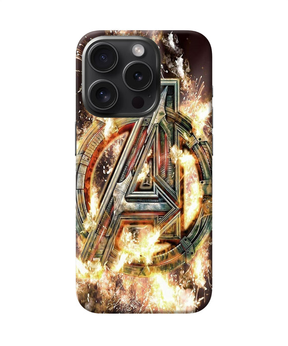 Avengers burning logo iPhone 15 Pro Back Cover