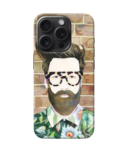 Beard man with glass iPhone 15 Pro Back Cover