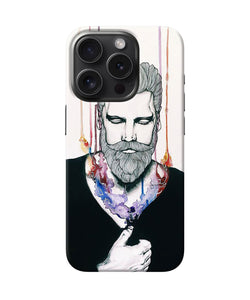 Beard man character iPhone 15 Pro Back Cover