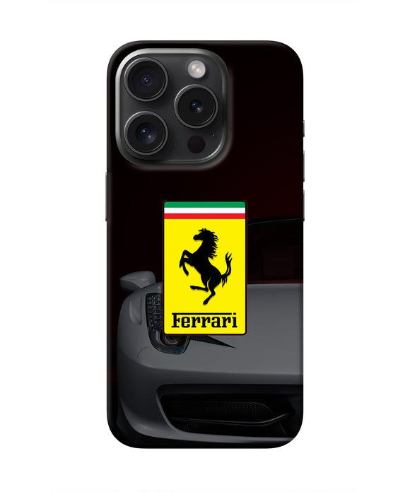 White Ferrari iPhone 15 Pro Max Real 4D Back Cover