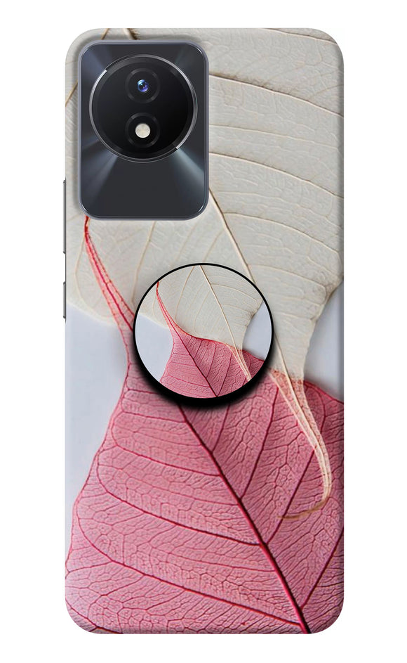 White Pink Leaf Vivo Y02/Y02T Pop Case