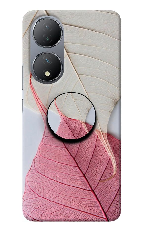 White Pink Leaf Vivo Y100 Pop Case