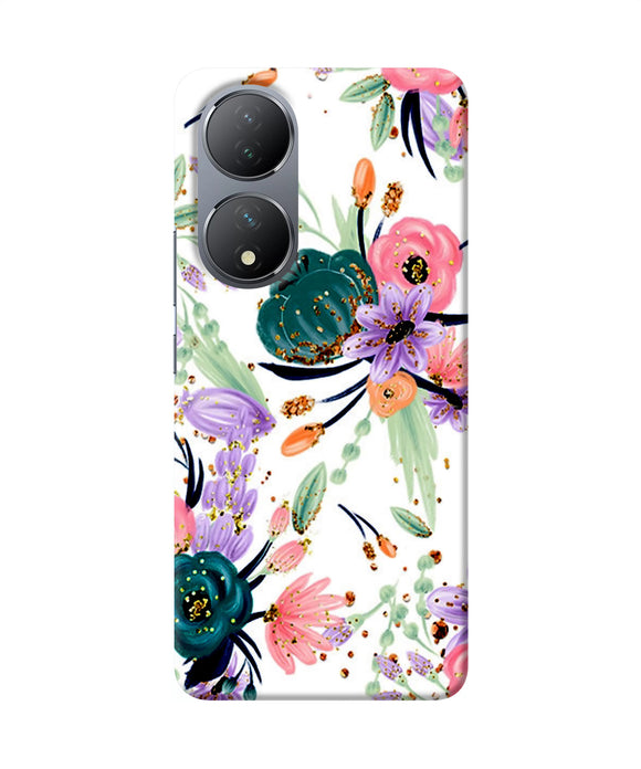 Abstract flowers print Vivo Y100 Back Cover