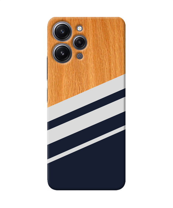 Black and white wooden Redmi 12 4G Back Cover