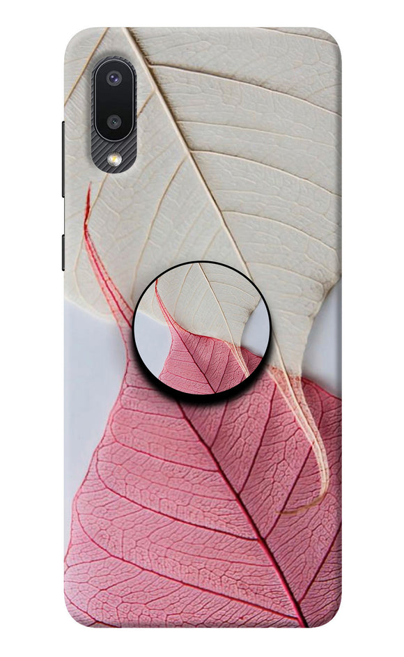 White Pink Leaf Samsung M02 Pop Case