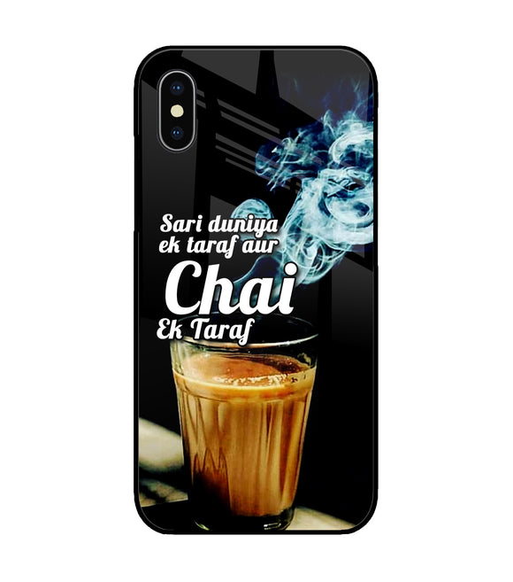 Chai Ek Taraf Quote iPhone X Glass Cover
