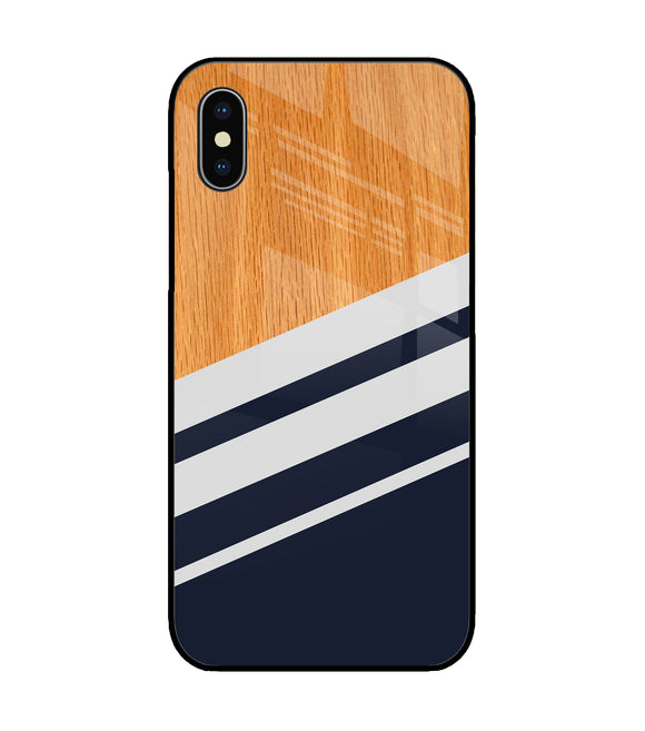 Black And White Wooden iPhone X Glass Cover