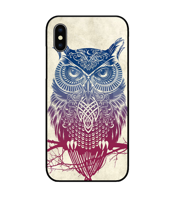 Owl Drill Paint iPhone X Glass Cover