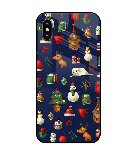 Canvas Christmas Print iPhone X Glass Cover