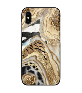 White Golden Resin Art iPhone X Glass Cover