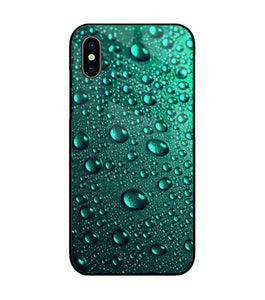 Green Water Drops iPhone XS Glass Cover
