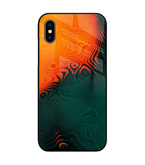 Orange Green Abstract Art iPhone XS Glass Cover