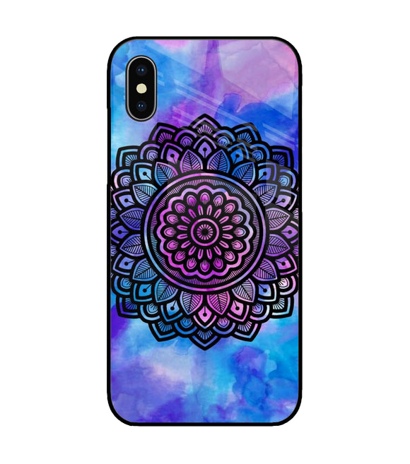Mandala Water Color Art iPhone XS Glass Cover