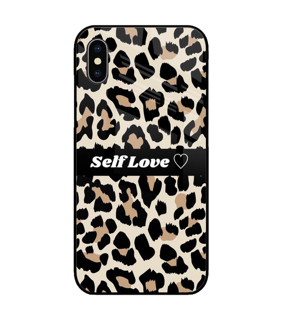 Leopard Print Self Love iPhone XS Glass Cover