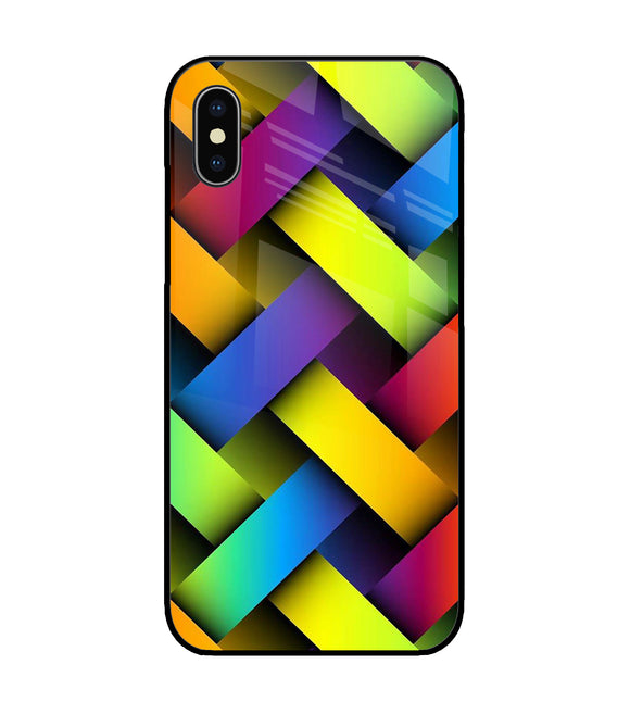 Abstract Colorful Stripes iPhone XS Glass Cover