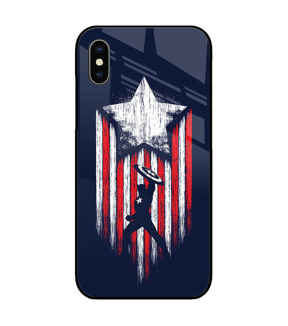 Captain America Marvel Art iPhone XS Glass Cover