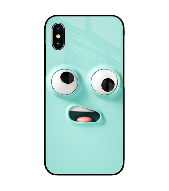 Silly Face Cartoon iPhone XS Glass Cover