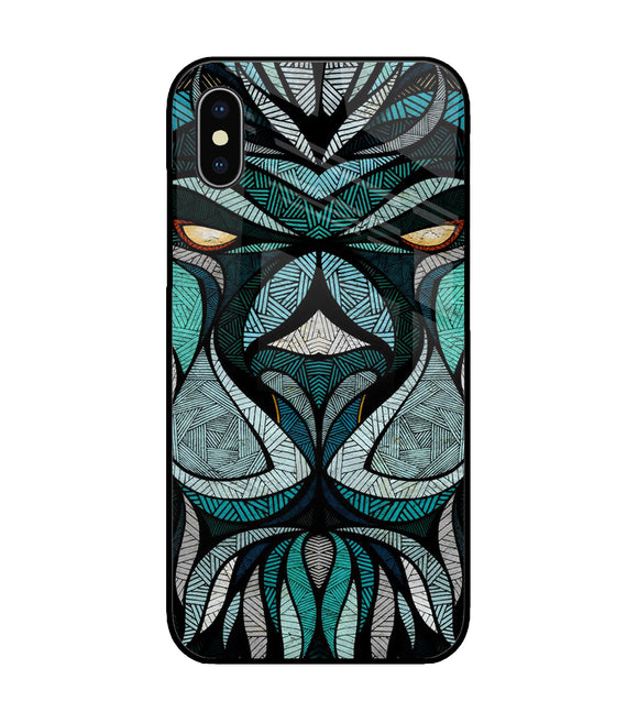 Lion Tattoo Art iPhone XS Glass Cover