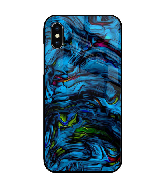 Dark Blue Abstract iPhone XS Glass Cover