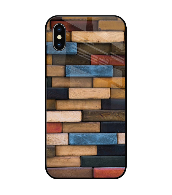 Colorful Wooden Bricks iPhone XS Glass Cover