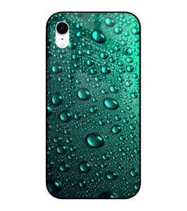 Green Water Drops iPhone XR Glass Cover