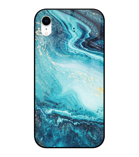 Blue Glitter Marble iPhone XR Glass Cover