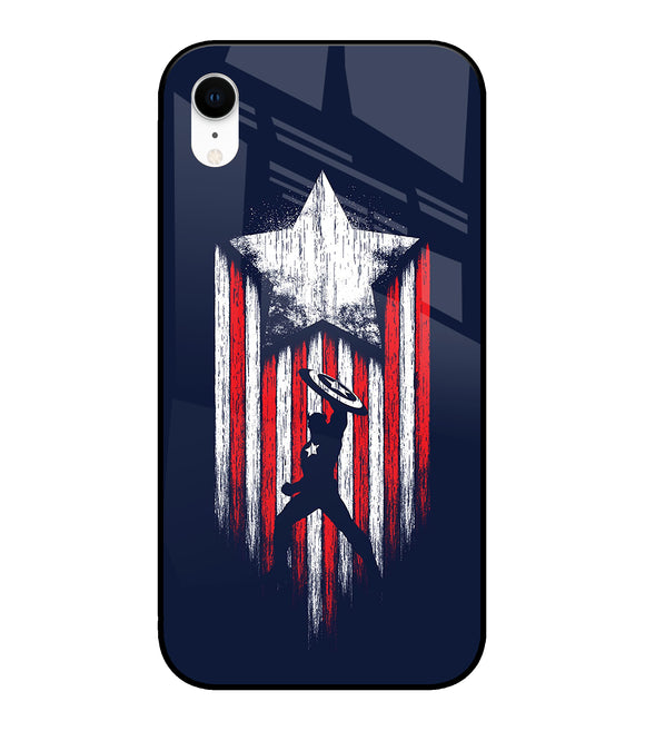 Captain America Marvel Art iPhone XR Glass Cover